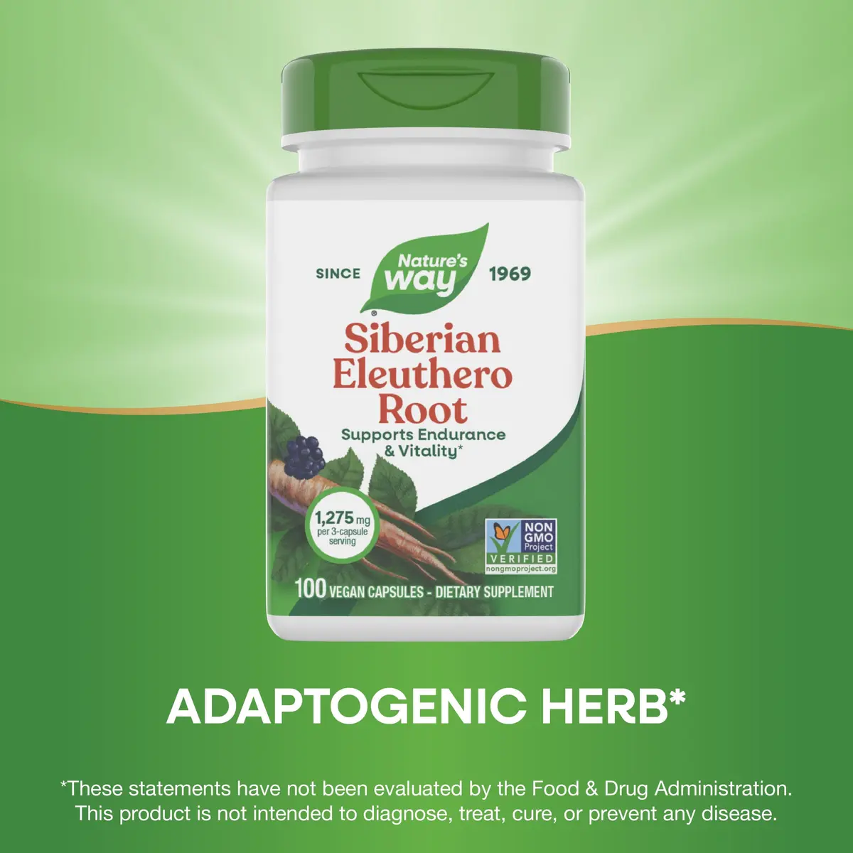 Nature's Way Siberian Eleuthero Root Supplement 100 ct | Supports Endurance & Vitality - view 4