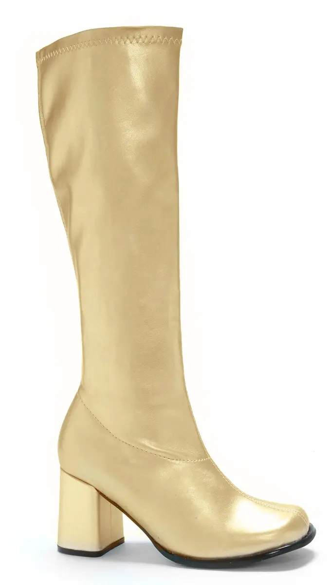 Ellie Shoes Gogo Boot, Gold, 10 M US | 1960s-style, Chunky Heel, Full-Length Zipper - main product image