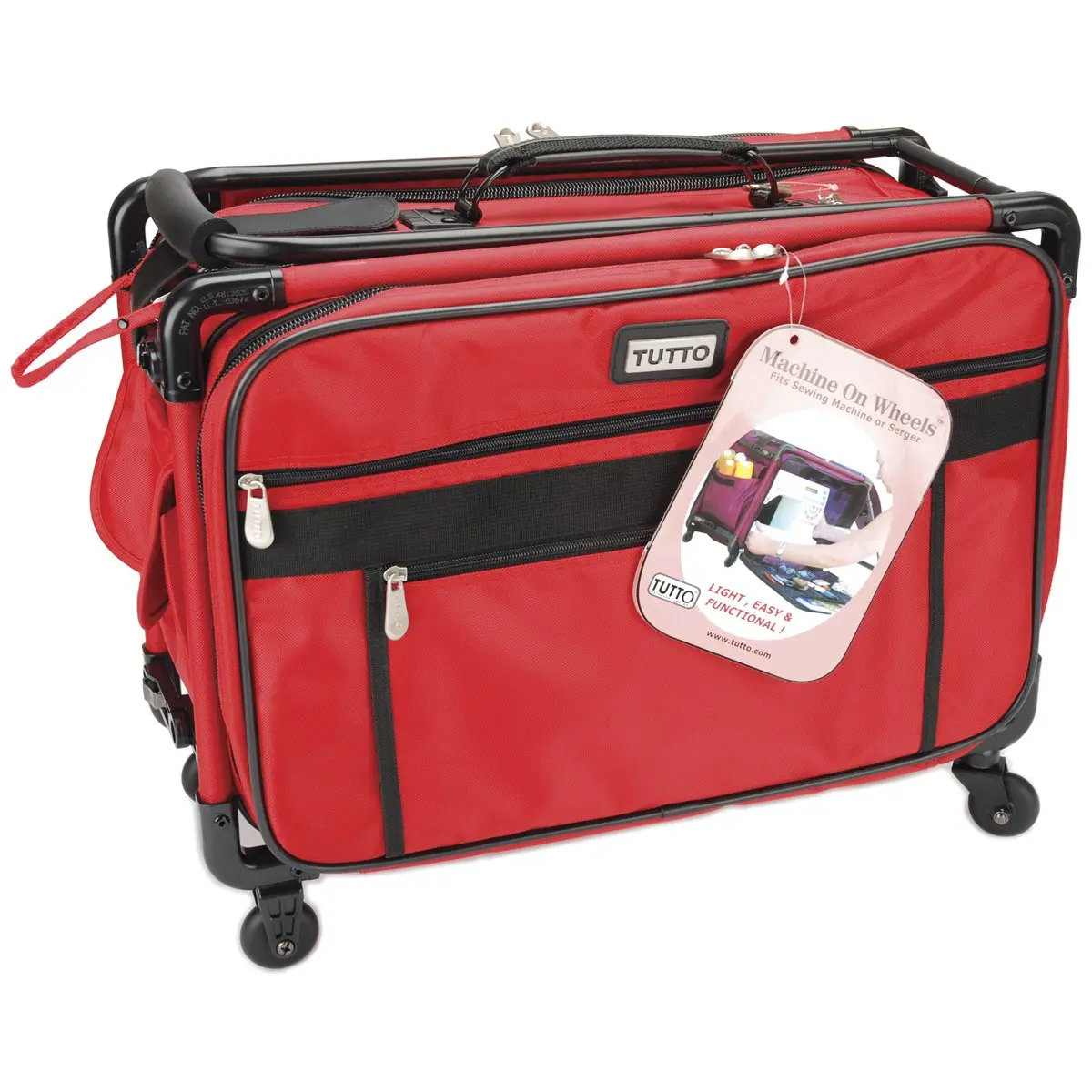 Tutto Machine On Wheels | Versatile Carrying Case for Sewing Machines, 20-Inch, Red - main product image