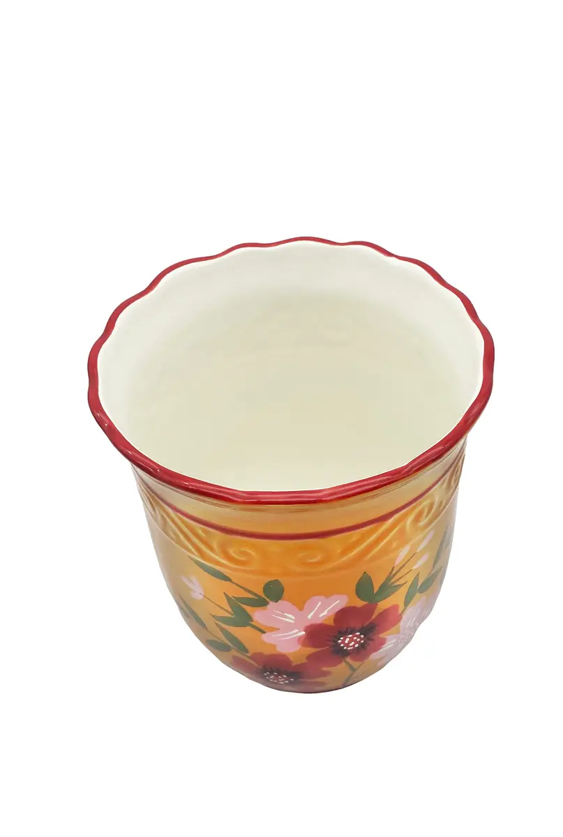 ACK Utensil Holder (Garden) Yellow | Modern Ceramic Kitchen Organizer 5.75" - view 2