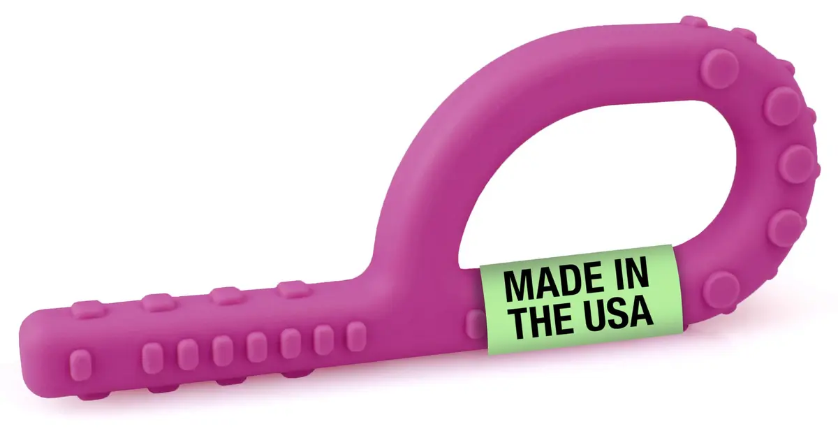 ARK Textured Grabber Sensory Chew, Standard Softest Magenta 5.12" L (13 cm) | Oral Motor Therapy Tool for Autism, ADHD, SPD - main product image