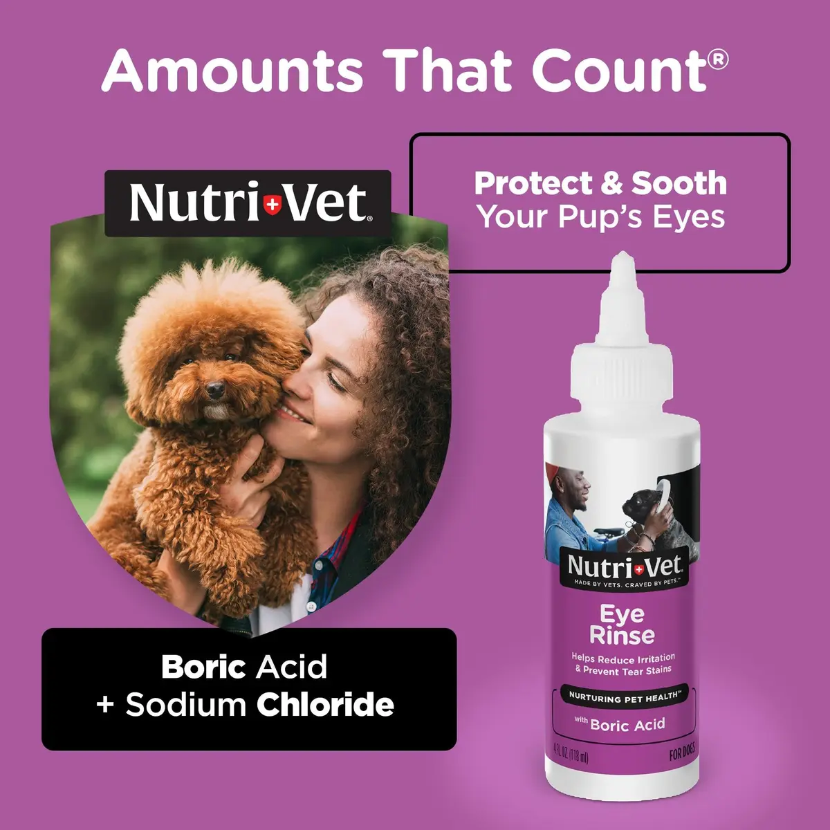Nutri-Vet Dog Eye Wash, Tear Stain Remover, 4oz | Gentle Formula for Irritated Eyes & Tear Stains - view 2