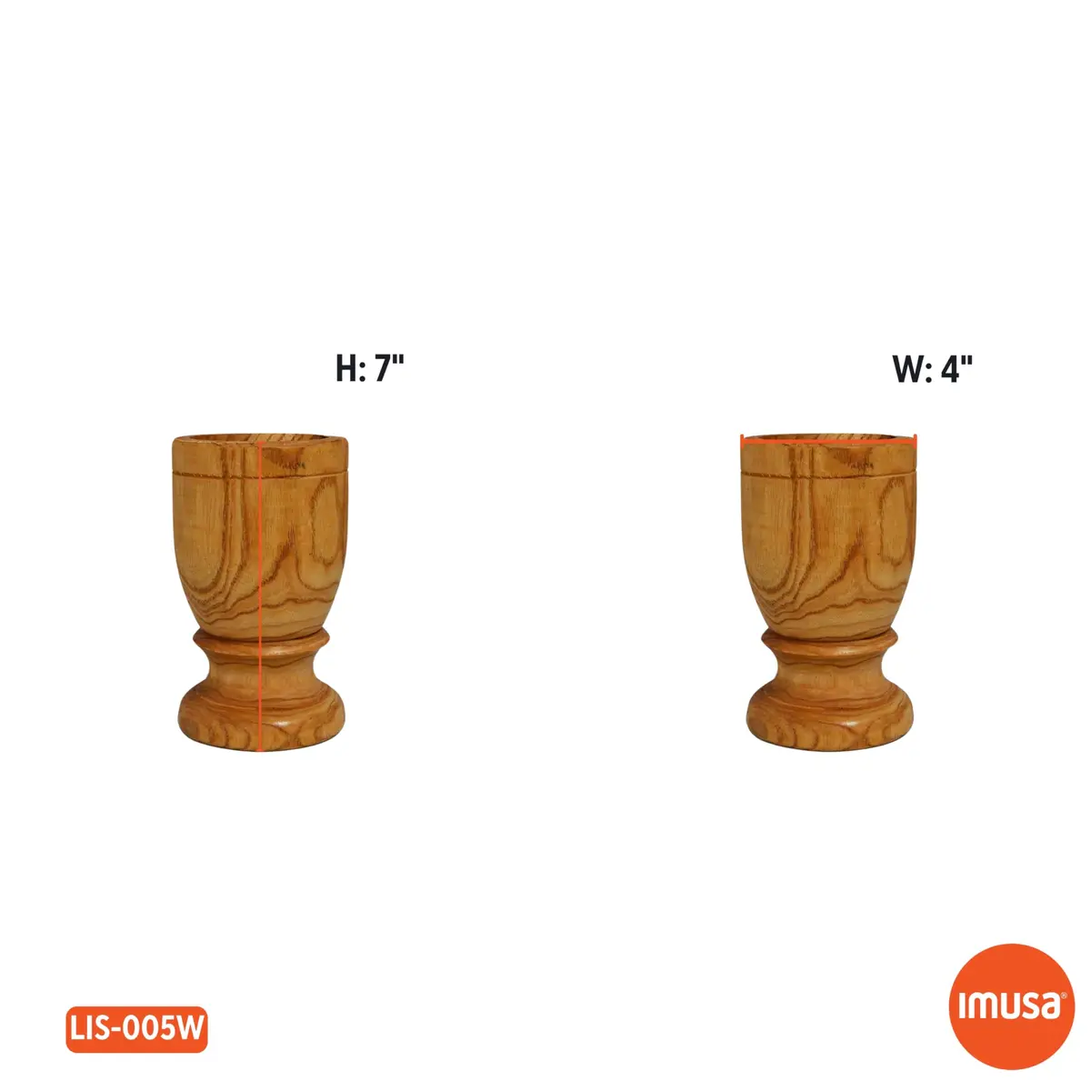 Imusa Jumbo Wood Mortar & Pestle for Crushing and Grinding | Durable Natural Finish, 4-inch Diameter - view 7