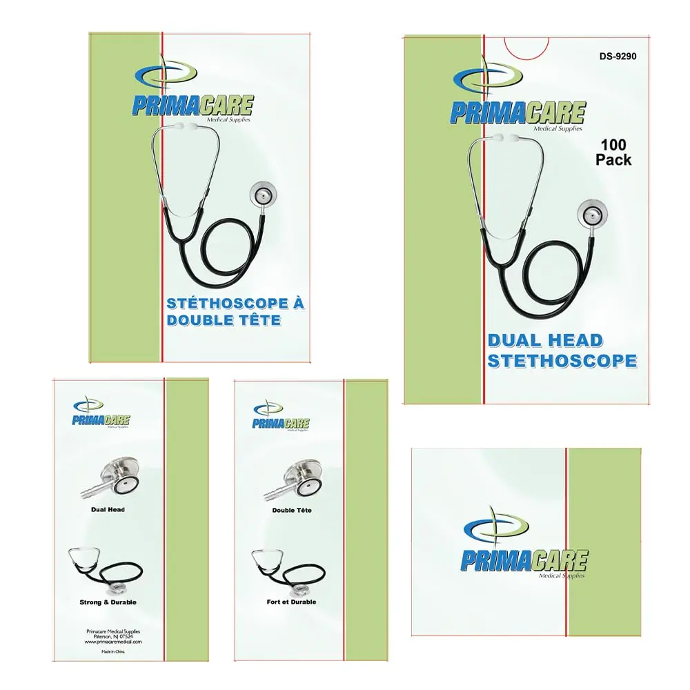 Primacare DS-9290-BK Adult Size 22" Stethoscope for Diagnostics and Screening Instrument, Lightweight and Aluminum Double Head Flexible Stethoscope, Black - view 8
