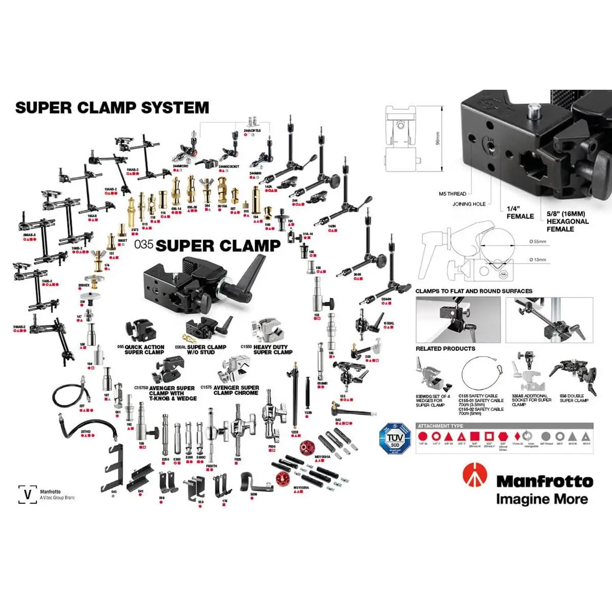 Manfrotto 035RL Super Clamp with Standard Stud | Heavy-Duty Camera & Lighting Mount (70-120 chars) - view 2