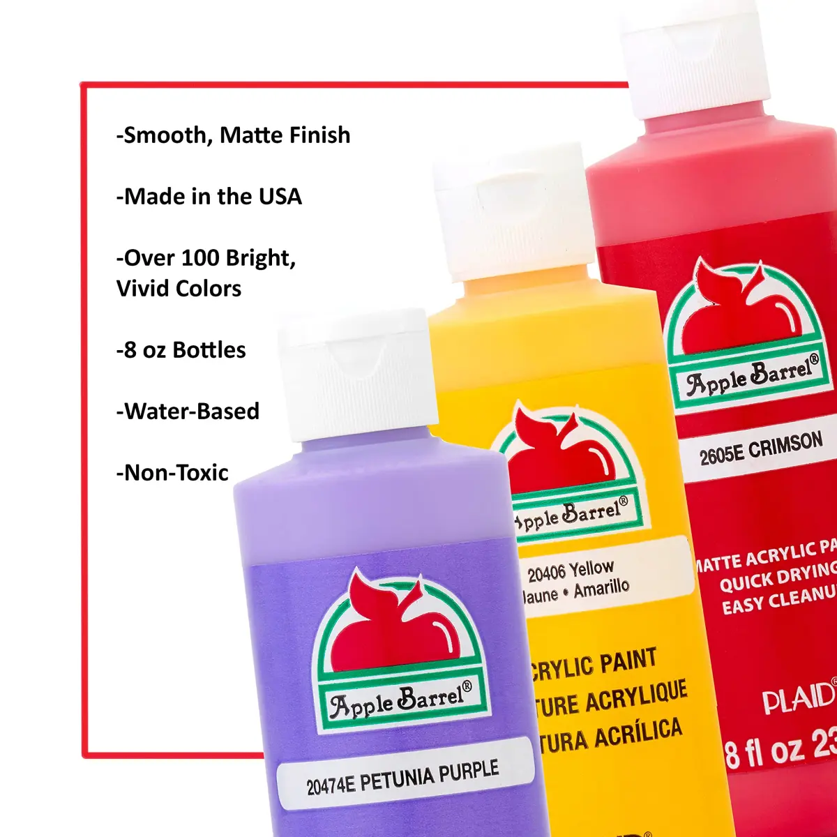 Apple Barrel Acrylic Paint White 24 fl oz (710 ml) | Non-Toxic Craft Paint for Canvas, Wood, Paper - view 4