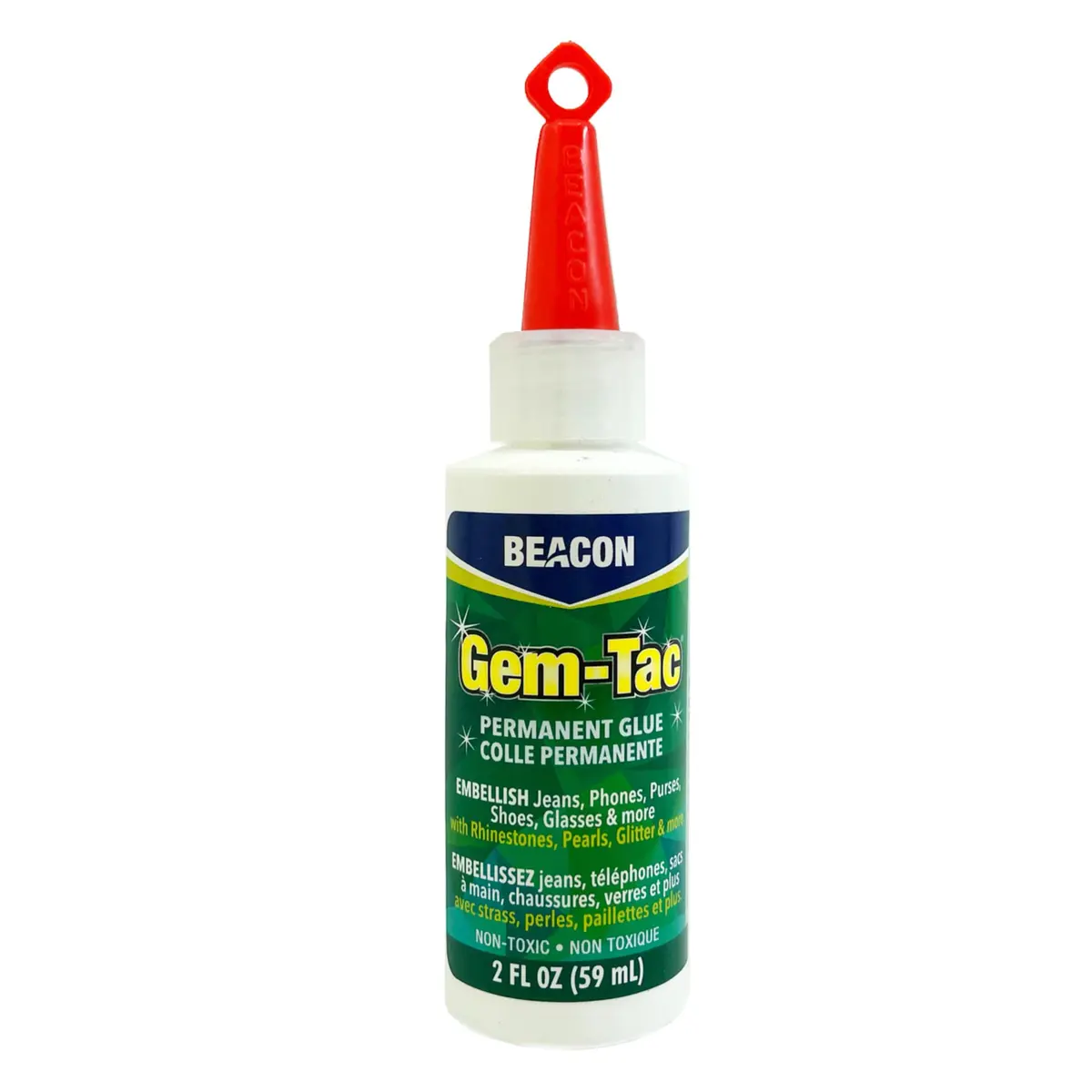 Beacon Gem-Tac Premium Quality Adhesive for Rhinestones and Gems 60ml (2 Fl Oz) | Non-Toxic, Water-Based, Flexible - main product image