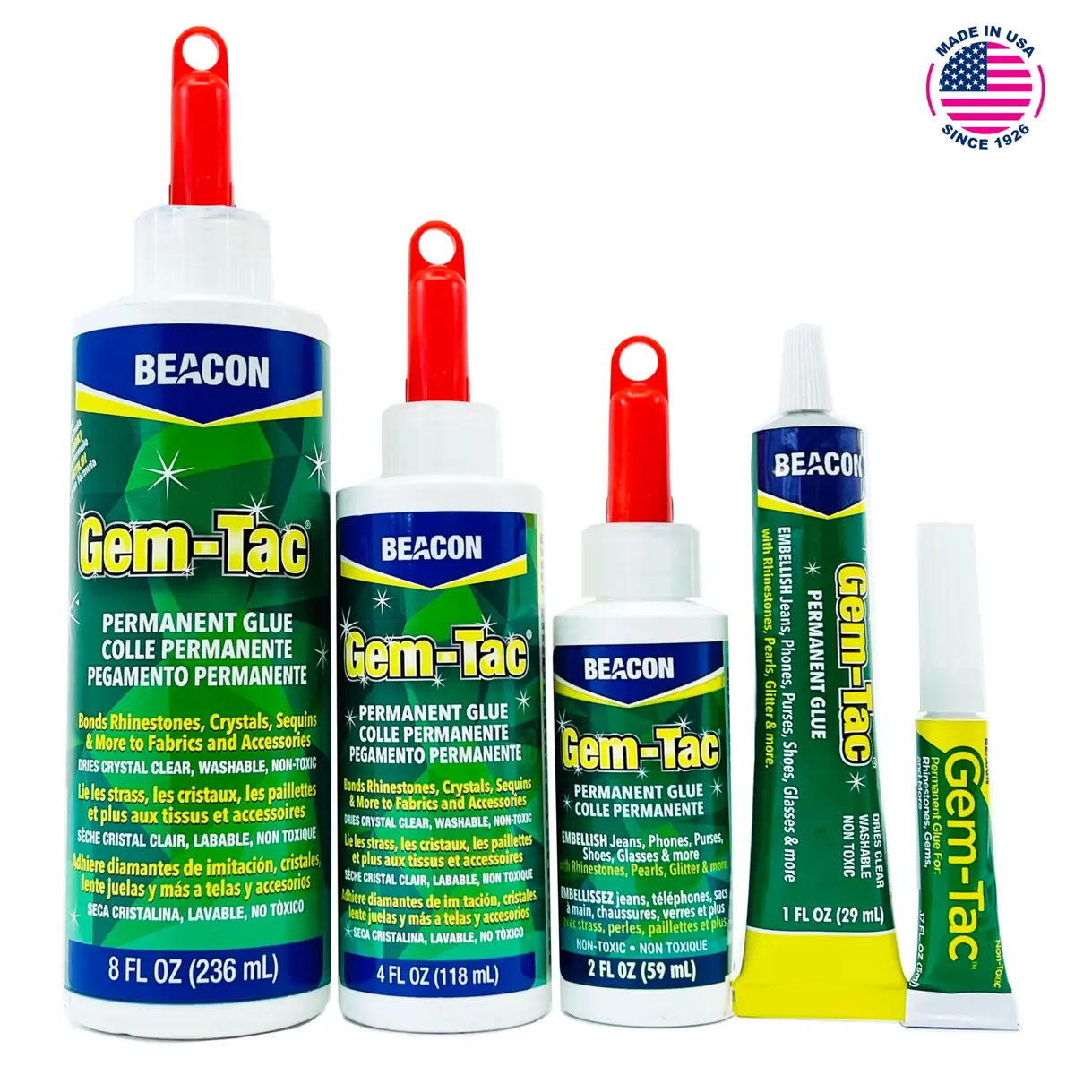 Beacon Gem-Tac Premium Quality Adhesive for Rhinestones and Gems 60ml (2 Fl Oz) | Non-Toxic, Water-Based, Flexible - view 3