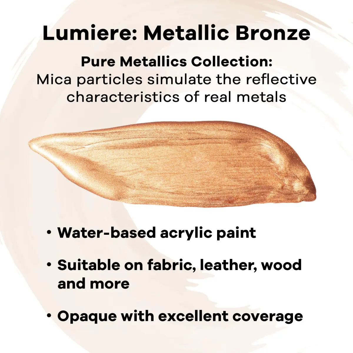 Jacquard Lumiere Metallic Fabric Paint, Metallic Bronze, 66ml (2.25 Fl Oz) | Opaque Acrylic for Fabric, Leather, Wood, Canvas - view 2