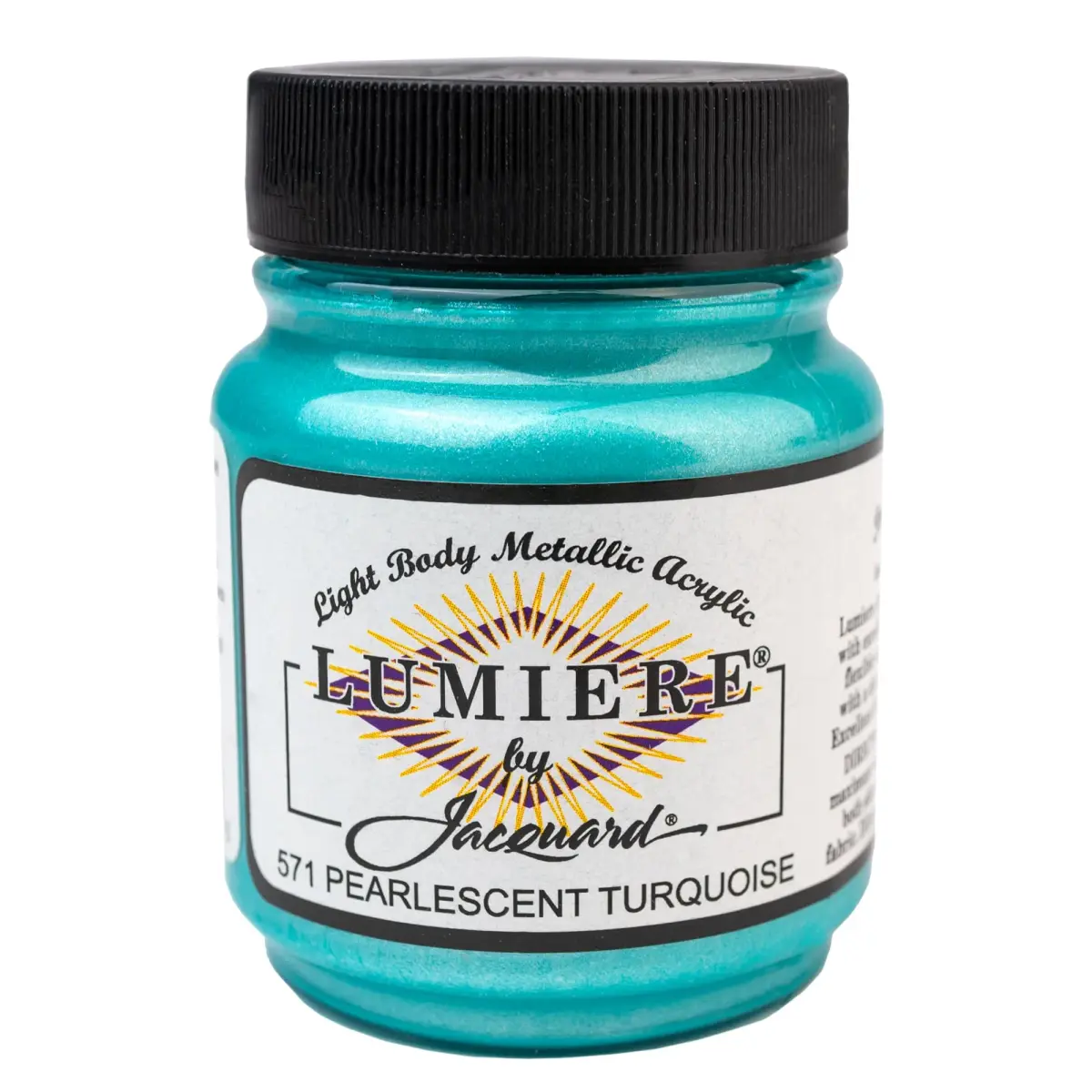 Jacquard Lumiere Fabric Paint Pearlescent Turquoise 66ml (2.25 Fl Oz) | Opaque Metallic Acrylic for Fabric, Canvas, Wood - main product image
