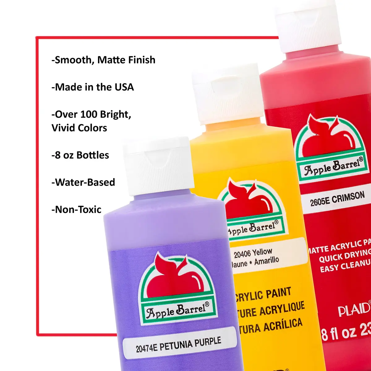 Apple Barrel Acrylic Paint White 237ml (8 Fl Oz) | Non-Toxic, Matte Finish, USA-Sourced - view 3