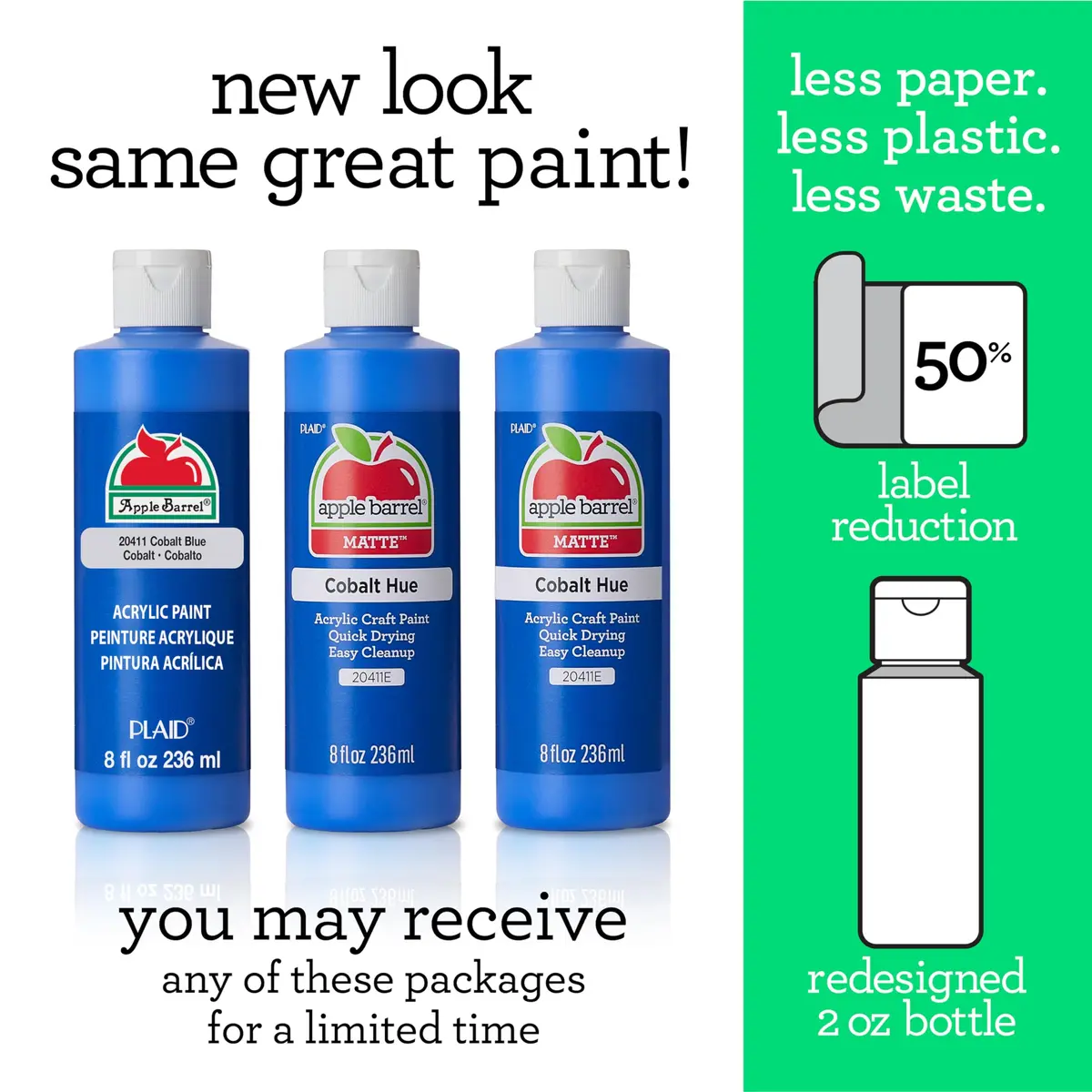 Apple Barrel Acrylic Paint White 237ml (8 Fl Oz) | Non-Toxic, Matte Finish, USA-Sourced - main product image