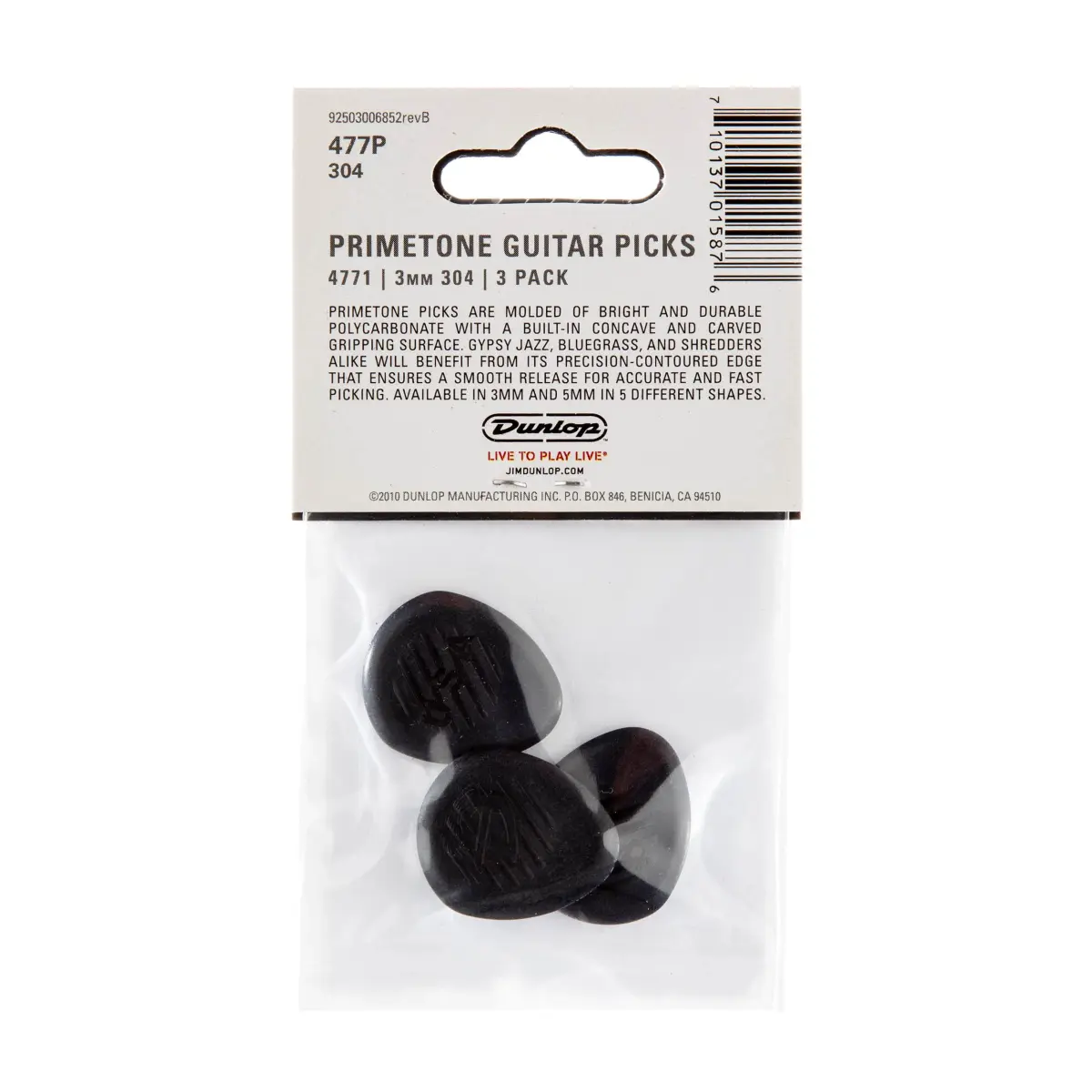 Jim Dunlop Primetone Classic Round Tip Pick 3.0MM (3 Pack) | Jazz & Gypsy Jazz Tone - view 5