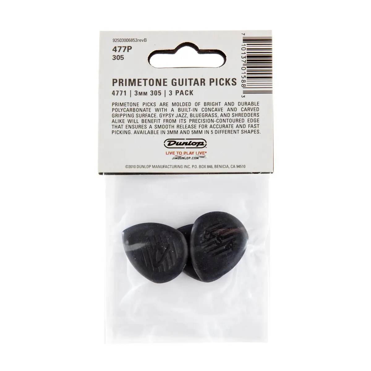 Jim Dunlop Primetone Classic Sharp Tip Pick 3.0mm (3 Pack) | Precision Contoured Edge for Jazz & Shredding - view 5