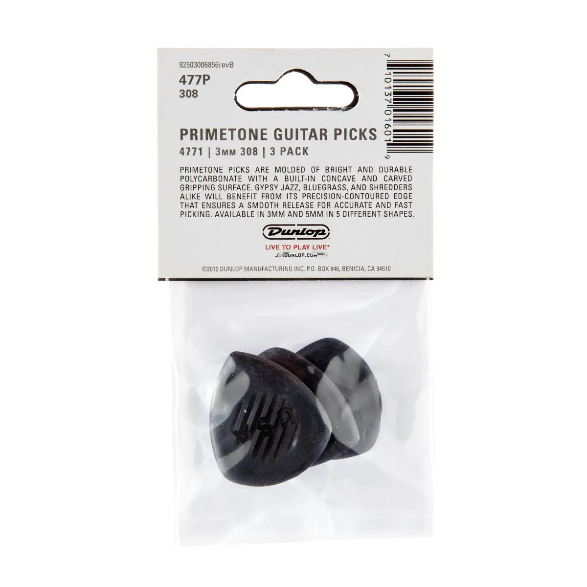 Jim Dunlop Primetone Classic Large Sharp Tip Pick 3.0mm (0.12 in) - 3 Pack | Precision Picking for Jazz & Shred - view 5