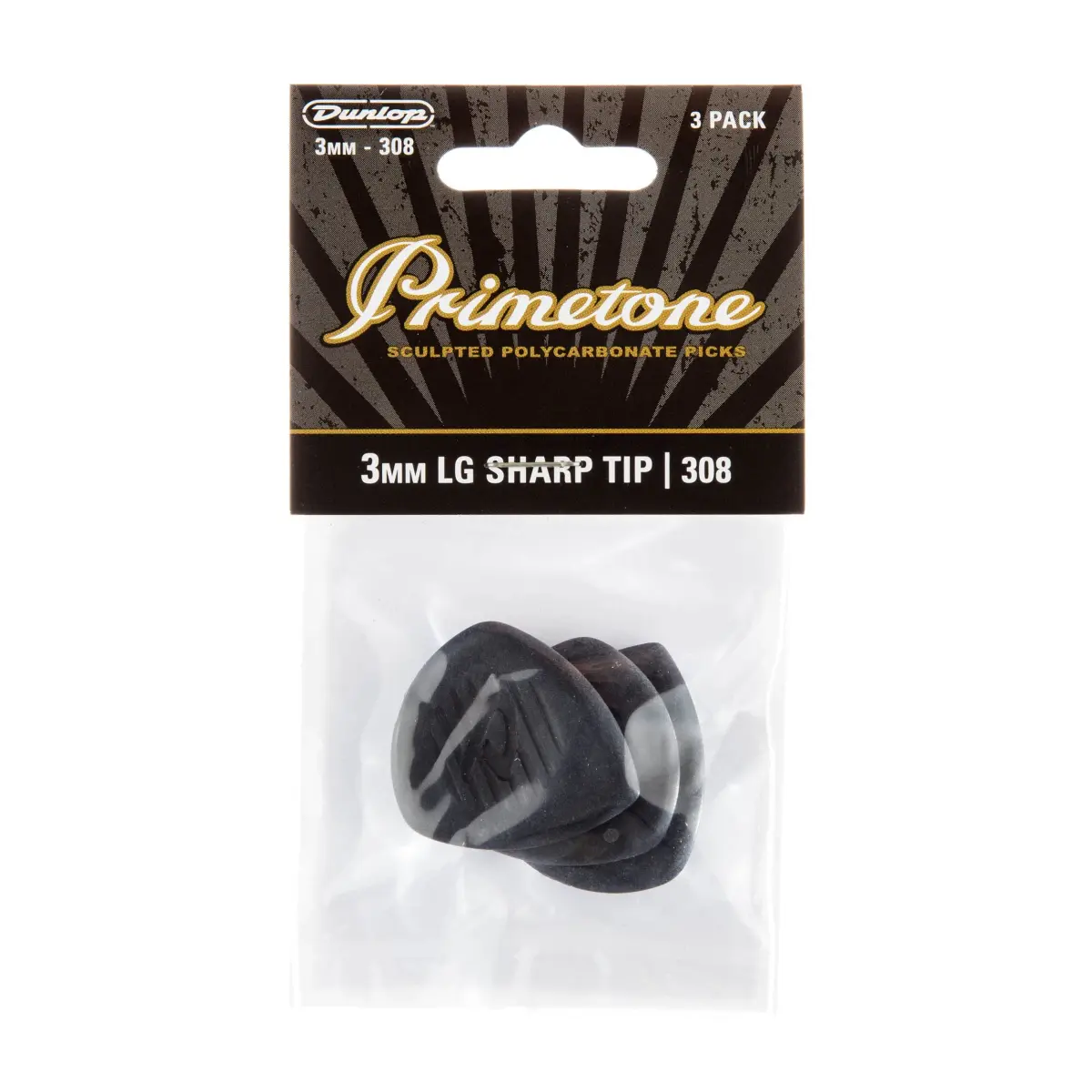 Jim Dunlop Primetone Classic Large Sharp Tip Pick 3.0mm (0.12 in) - 3 Pack | Precision Picking for Jazz & Shred - view 4