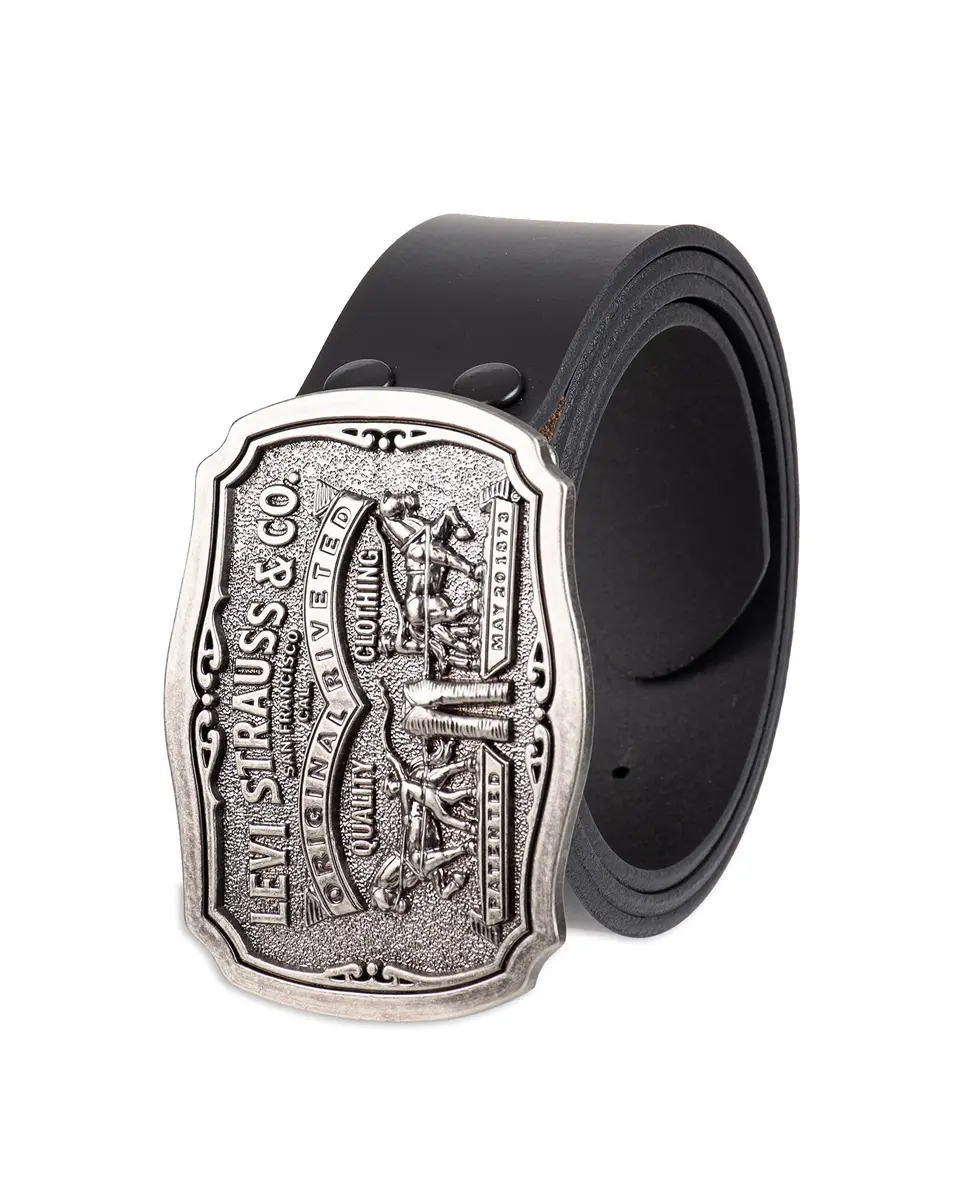 Levi's Men's Leather Belt With Removable Plaque Buckle, Black, 1.5 inches (3.81 cm) | Classic Casual Wear - main product image