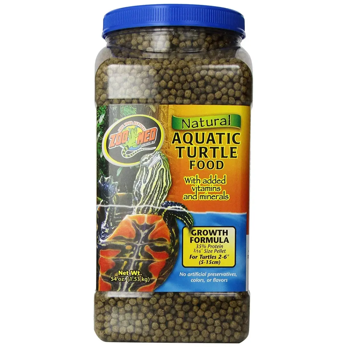 Zoo Med Aquatic Turtle Food Growth Formula 1.53 kg (54 oz) | Scientifically Formulated for Young Turtles - main product image
