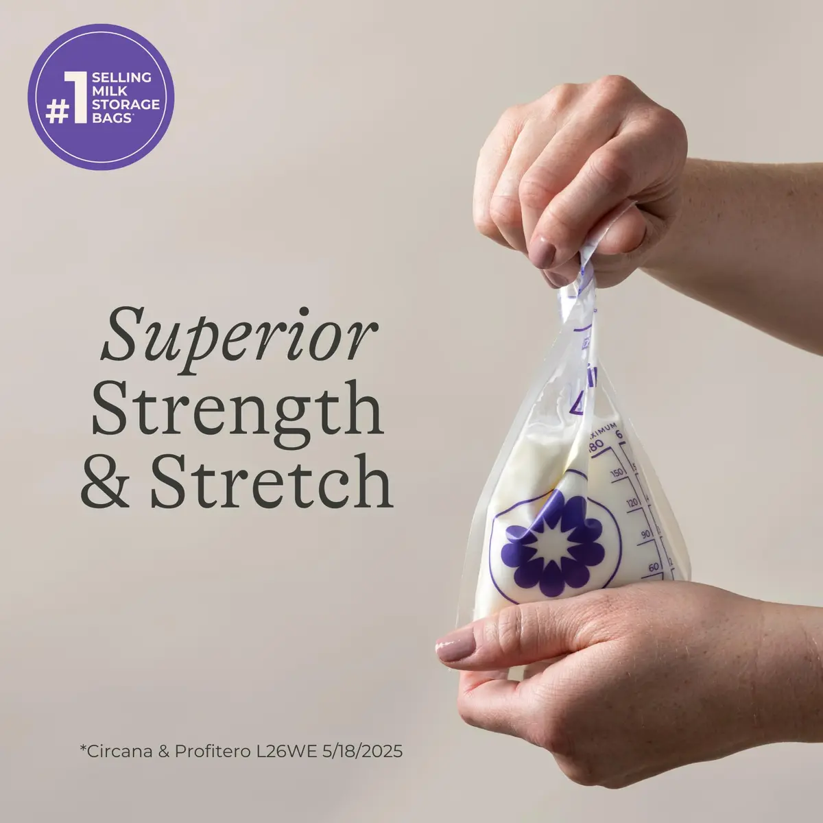 Lansinoh Breastmilk Storage Bags 6oz (177ml) 50 Count | BPA/BPS-Free Double Zipper Seal - view 2