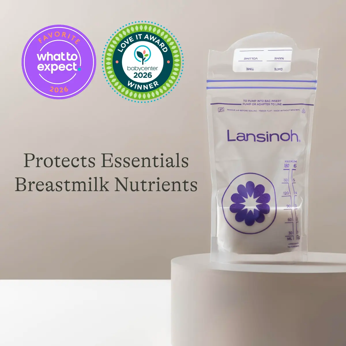 Lansinoh Breastmilk Storage Bags 6oz (177ml) 50 Count | BPA/BPS-Free Double Zipper Seal - view 3