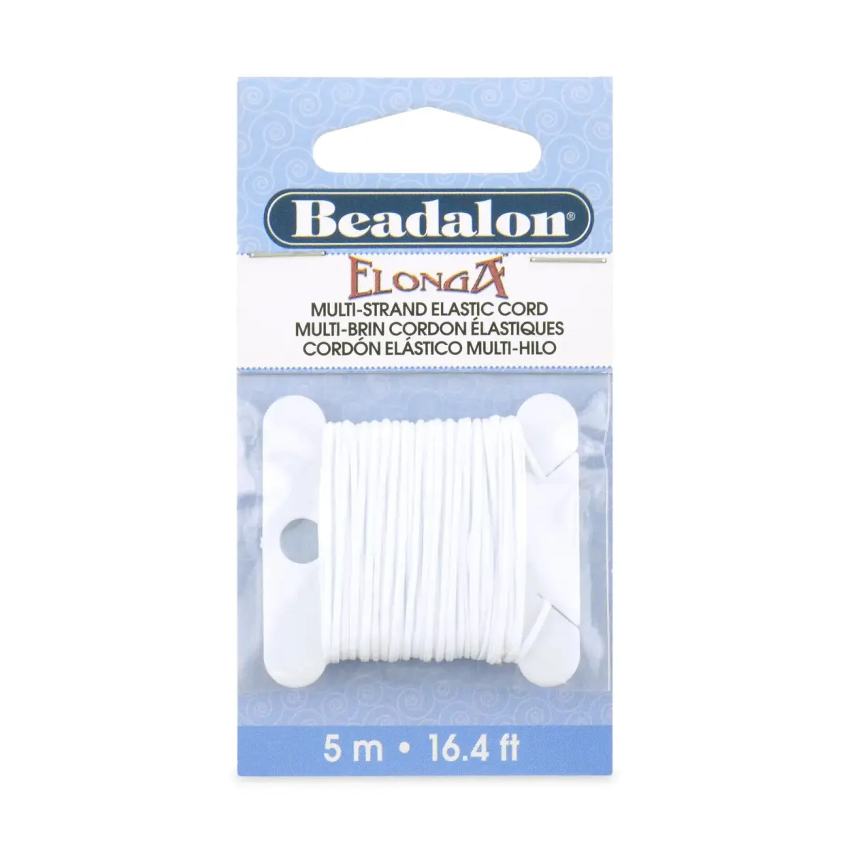 Beadalon Elonga Elastic String White 1mm 5m | Strong Stretch Cord for Bracelets - main product image
