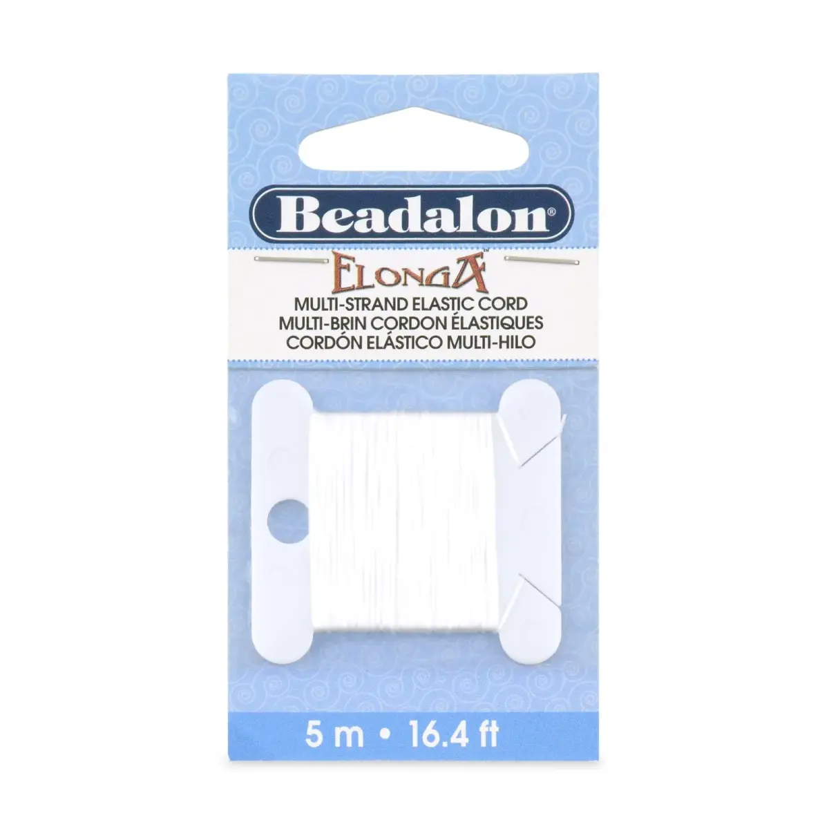 Beadalon Elonga Elastic String Cord White 0.3 mm (5m / 53.8ft) | Strong Stretch for Jewelry Making - main product image