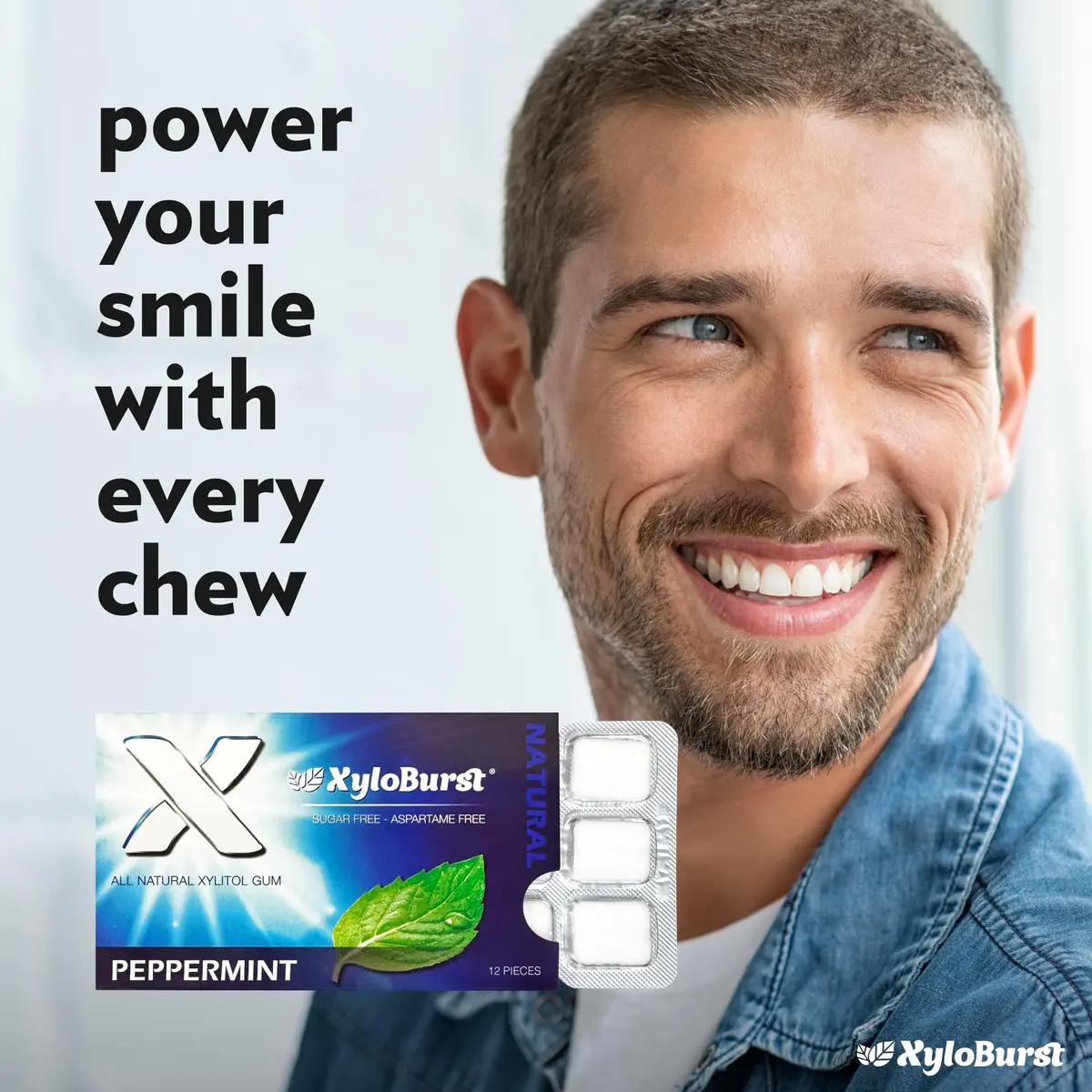 Xyloburst Xylitol Chewing Gum | Sugar Free, Gluten Free, Keto Friendly | Peppermint | 12 Pieces, Pack of 12 - view 8