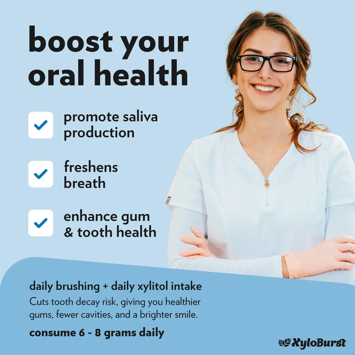 Xyloburst Xylitol Chewing Gum | Sugar Free, Gluten Free, Keto Friendly | Peppermint | 12 Pieces, Pack of 12 - view 4