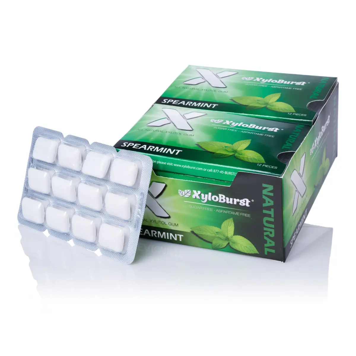 Xyloburst Spearmint Chewing Gum | Sugar Free, Gluten Free, Keto Friendly | 12 Pieces - main product image