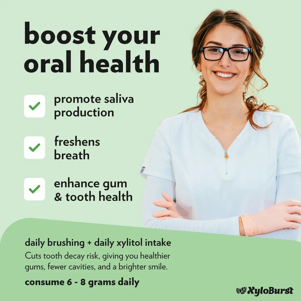 Xyloburst Spearmint Chewing Gum | Sugar Free, Gluten Free, Keto Friendly | 12 Pieces - view 4