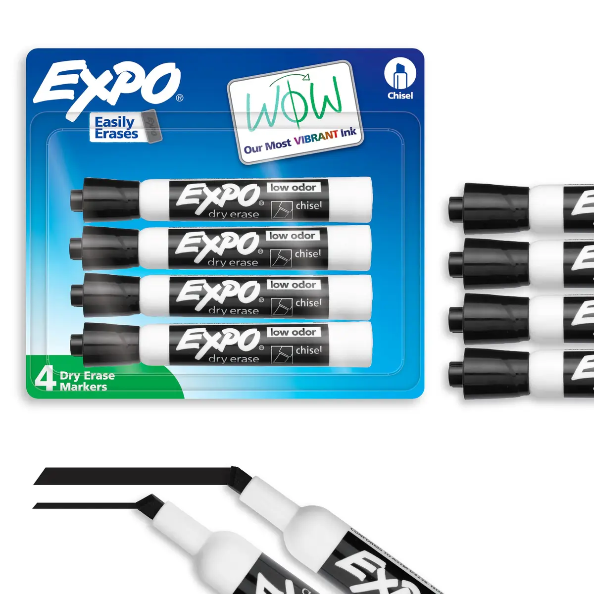 EXPO Dry Erase Markers, 4 Count | Vibrant Ink for Whiteboards & More - main product image