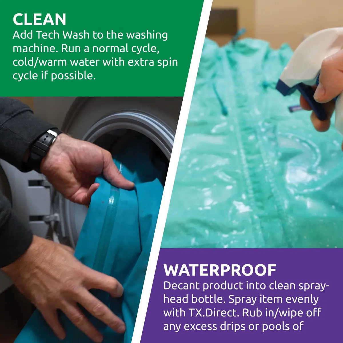 Nikwax TX.Direct Spray-On Waterproofing, 1000ml Refill, High Performance Waterproofing Renewal Treatment Restores DWR Water Repellency in Jackets, Outerwear, Rain, Ski and Snow Gear - view 4