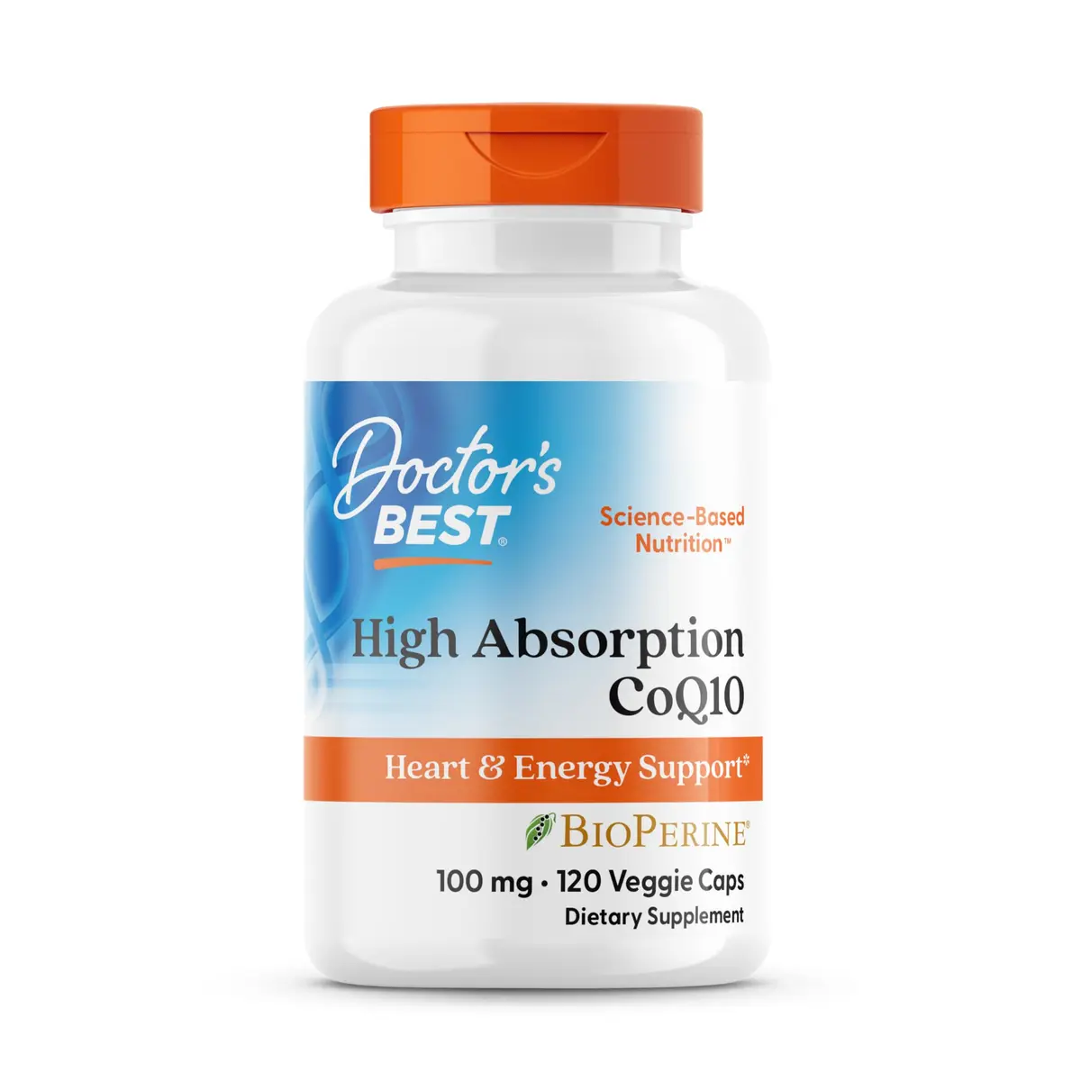 Doctor's BEST High Absorption CoQ10 with BioPerine Supplement - Coenzyme Q10 Caps for Heart Health & Antioxidant Support, CoQ10 100mg for Women & Men, Non GMO, Naturally Fermented - 120 Veg Capsules - main product image