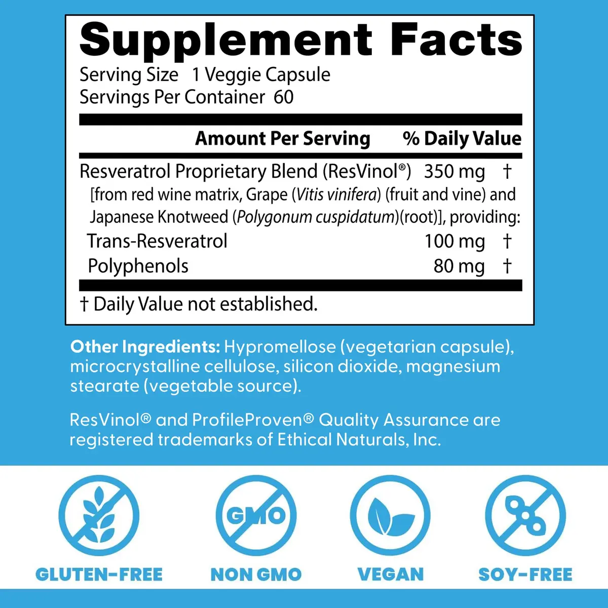 Doctor's Best Trans Resveratrol 100 mg Supplement 60 Veg Caps | Antioxidant Support from Red Wine & Japanese Knotweed - view 3