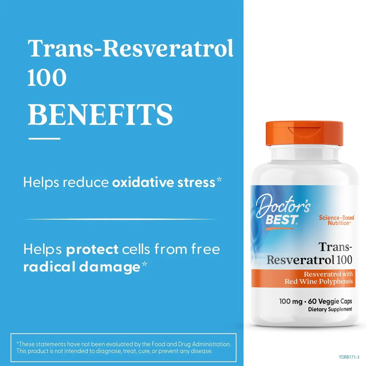 Doctor's Best Trans Resveratrol 100 mg Supplement 60 Veg Caps | Antioxidant Support from Red Wine & Japanese Knotweed - view 4