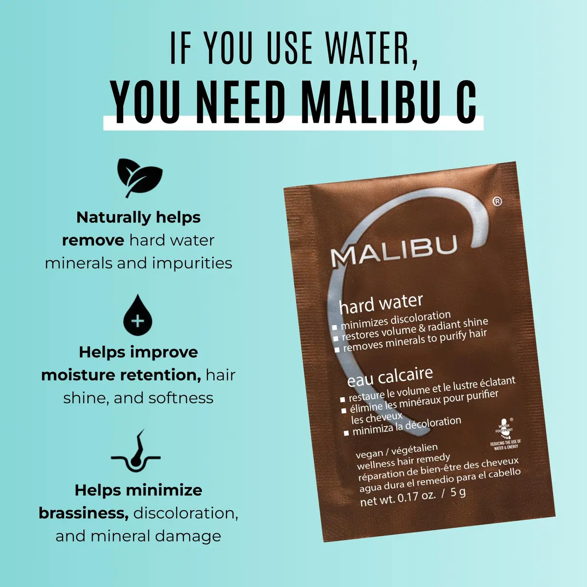 Malibu C Hard Water Wellness Hair Remedy 1 Packet | Deep Clean & Restore Shine with Vitamin C (1 Packet) - view 2