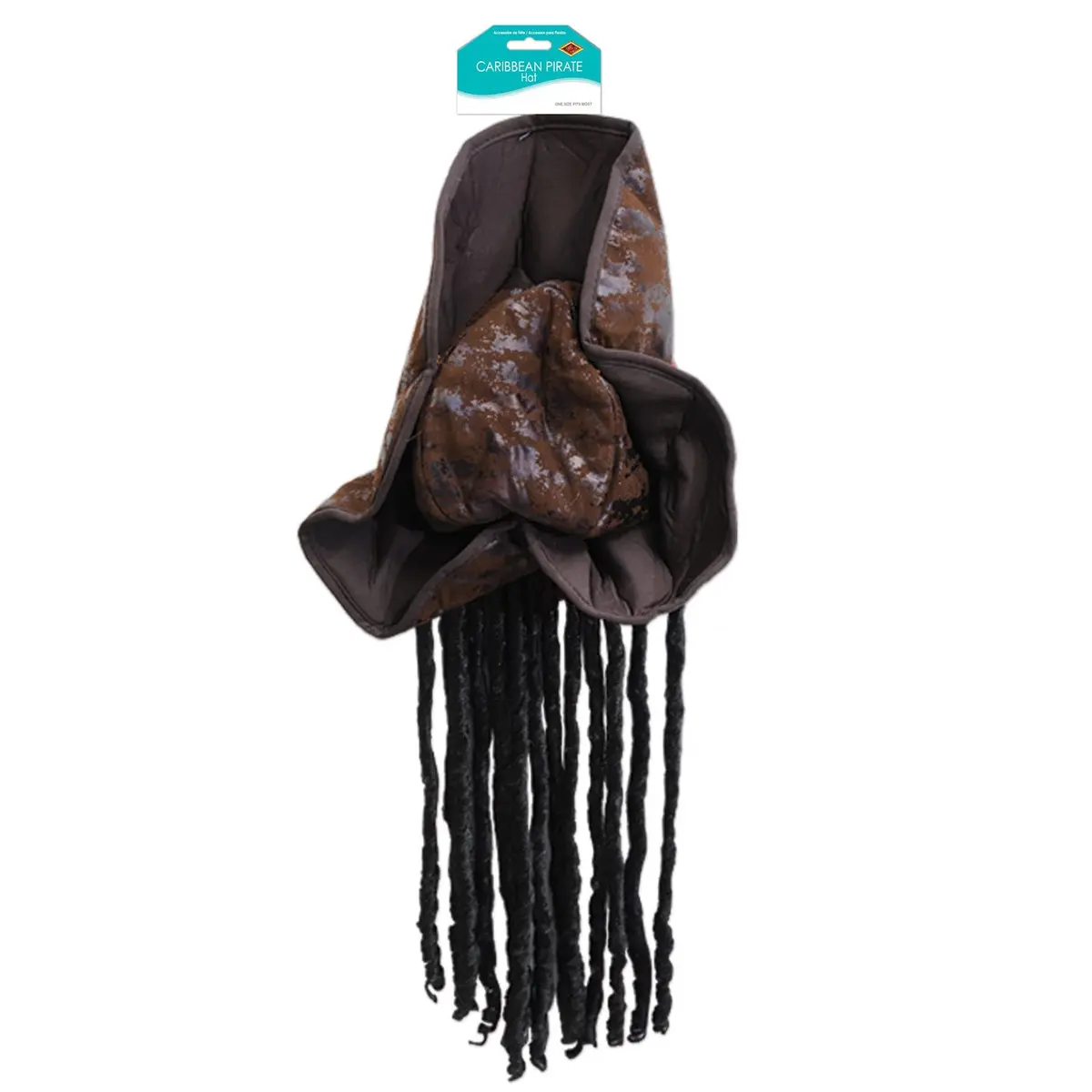 Beistle Caribbean Pirate Hat with Dreadlocks & Red Bandana | Adult Size - view 5