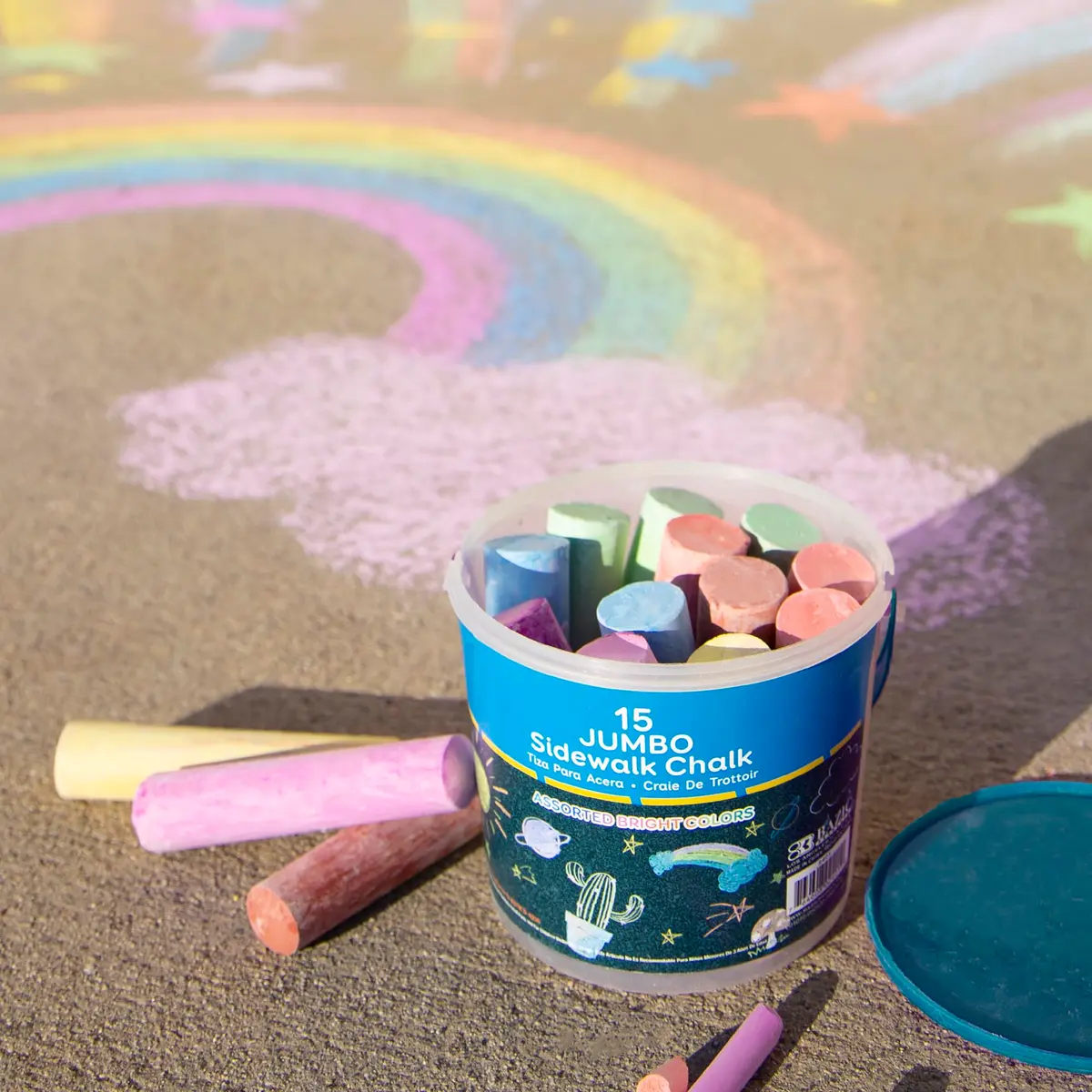 BAZIC Jumbo Color Chalks (15/Bucket) | Vibrant, Soft & Non-Toxic Classroom Chalk - view 6