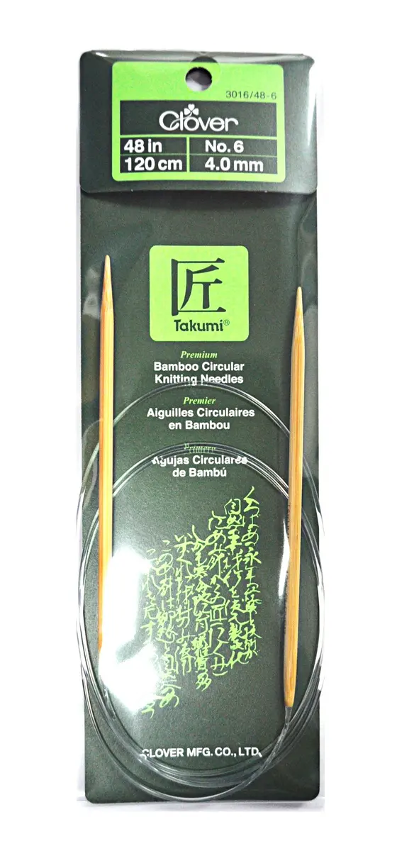 Clover Takumi Bamboo Circular 48-Inch Knitting Needles Size 6 | Light, Natural Bamboo for Knitting - main product image