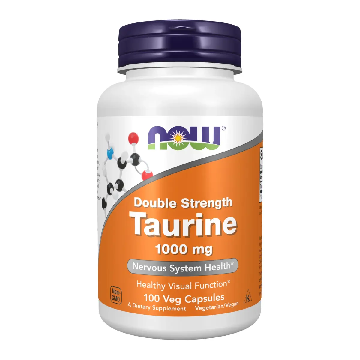 NOW Foods Taurine 1,000 mg Double Strength Veg Capsules | Nervous System & Visual Health Support - main product image
