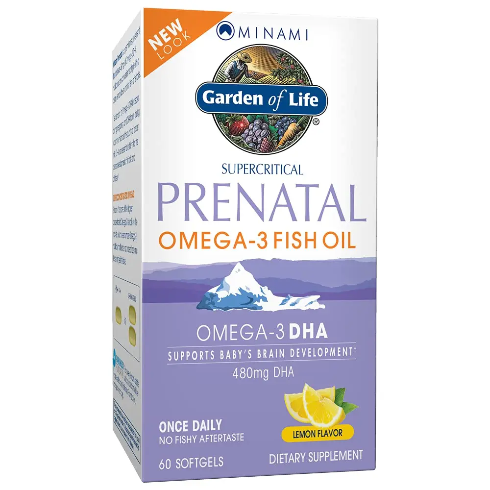 Garden of Life Prenatal DHA Omega 3 Fish Oil Supplement Lemon 60 Softgels | Supports Baby's Brain Development - main product image
