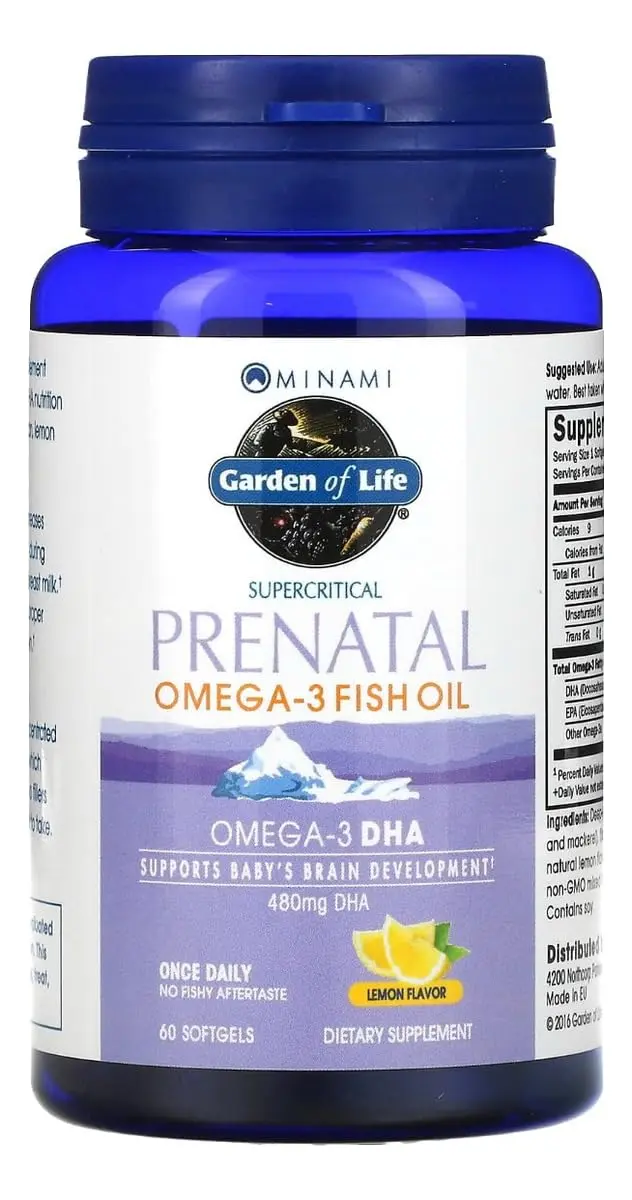 Garden of Life Prenatal DHA Omega 3 Fish Oil Supplement Lemon 60 Softgels | Supports Baby's Brain Development - view 3