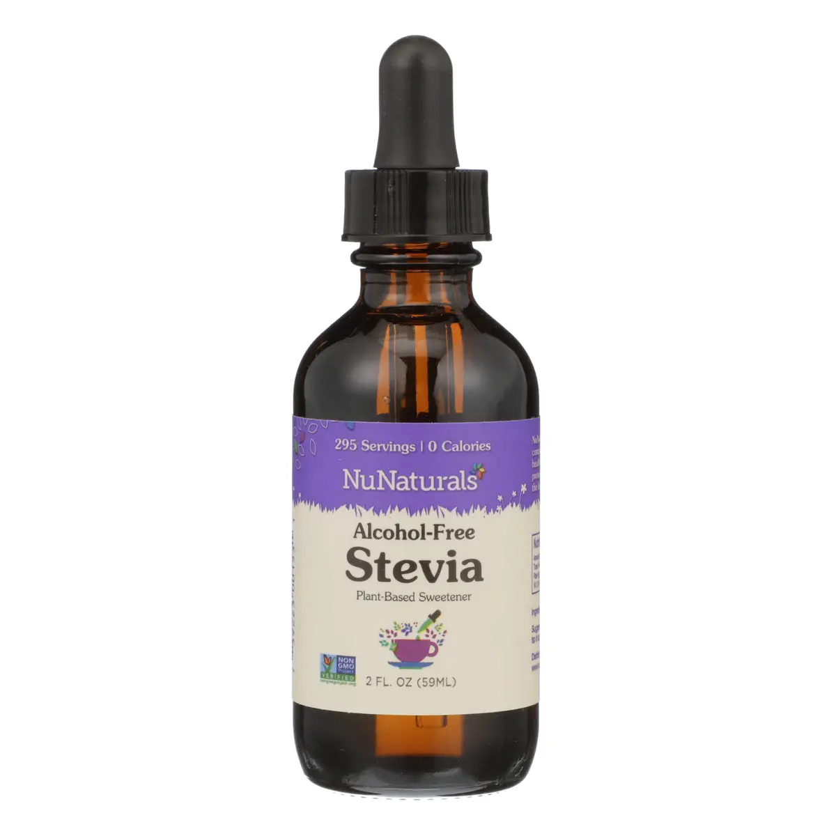Nunaturals Liquid Stevia Sweetener, Unflavored Alcohol-Free, 2oz | Zero-Calorie Sugar Substitute for Healthy Diets - main product image
