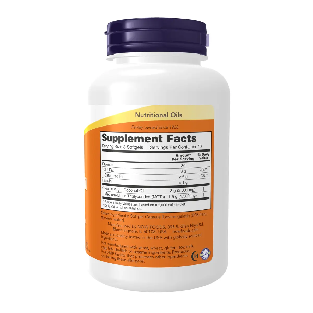 NOW Virgin Coconut Oil 1000 mg | Cold Pressed & Unrefined, 120 Softgels | Natural MCTs Support Healthy Lipids - view 2