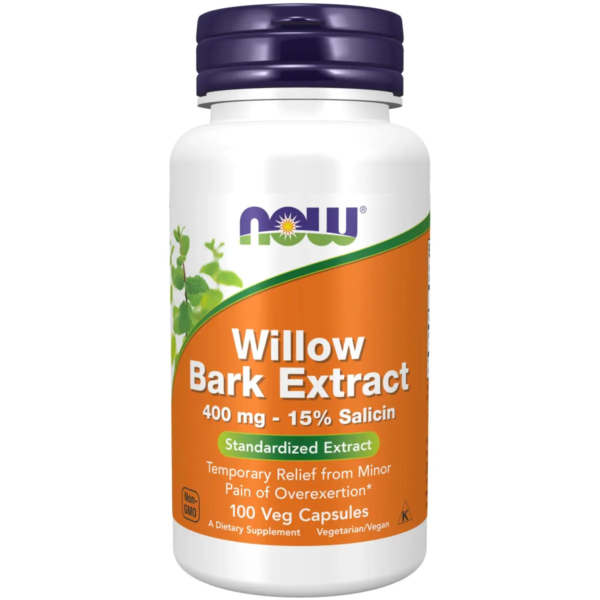 NOW White Willow Bark 400 mg Veggie Capsules | Standardized Extract with 15% Salicin - main product image