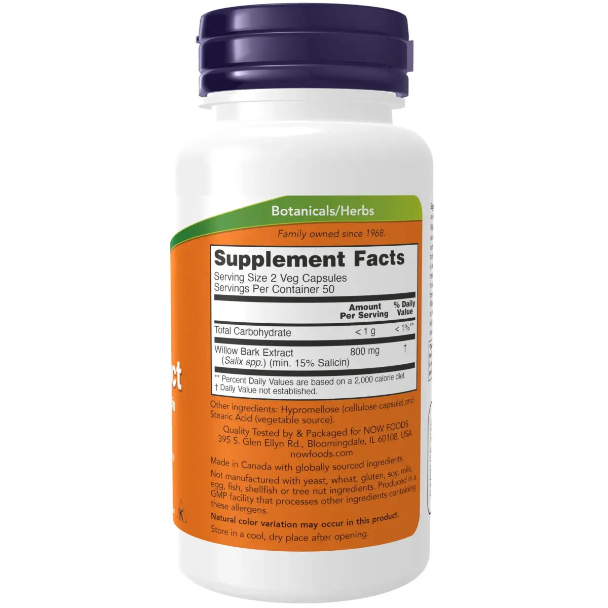 NOW White Willow Bark 400 mg Veggie Capsules | Standardized Extract with 15% Salicin - view 2