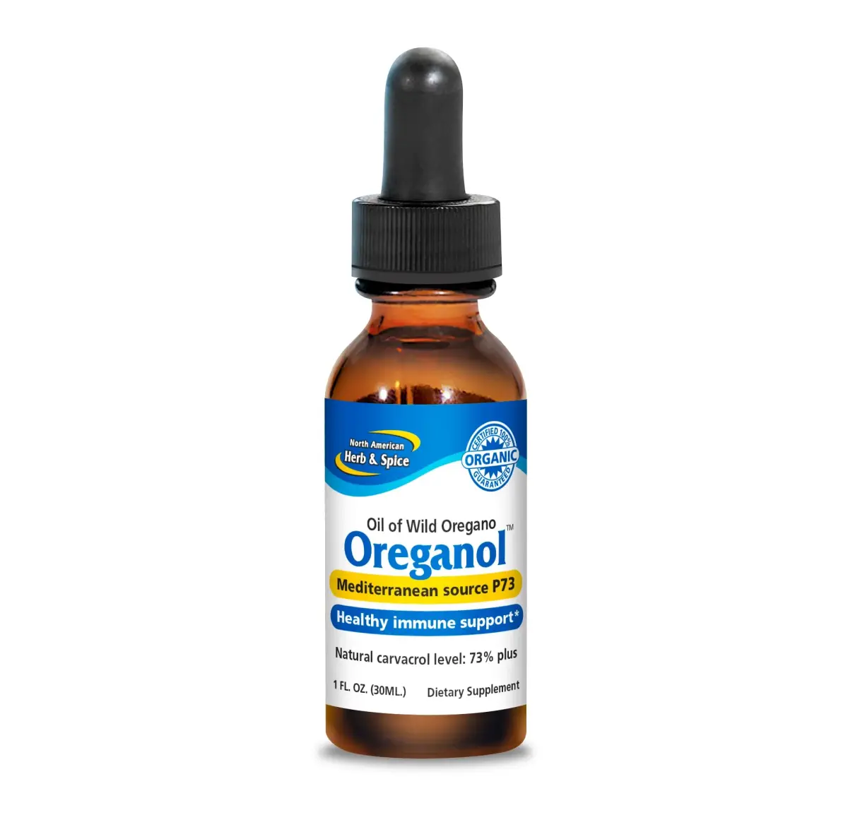 NORTH AMERICAN HERB & SPICE Oreganol Oil 30ml (1 Fl Oz) | Wild Organic Mediterranean Source P73 - main product image