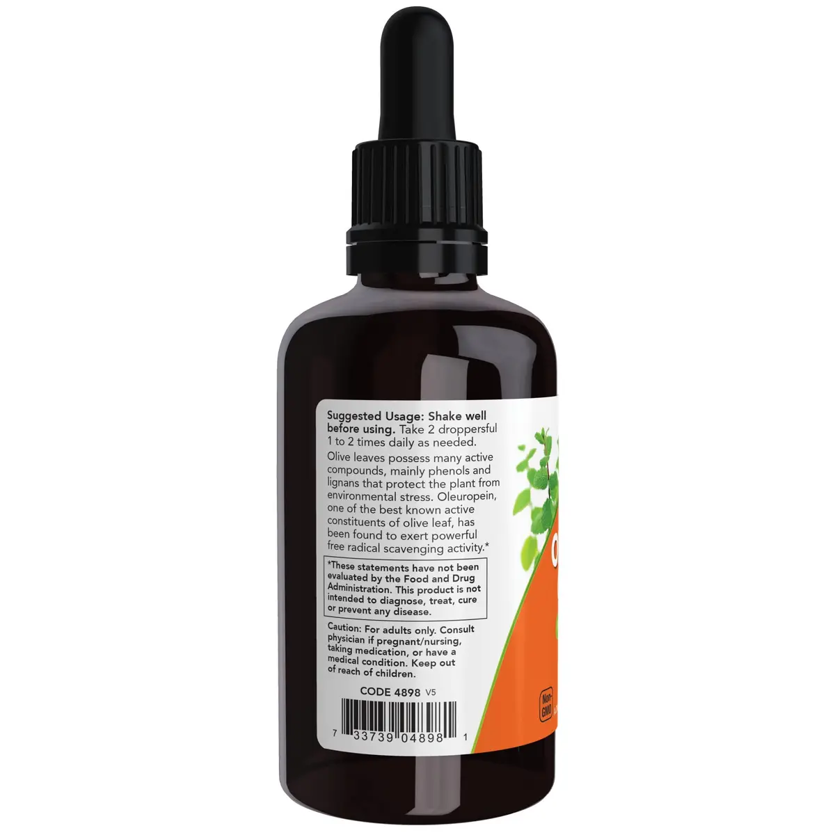 NOW Olive Leaf Glycerite Liquid 2 oz | Alcohol-Free, Vegan, Non-GMO, Made without Gluten - view 3