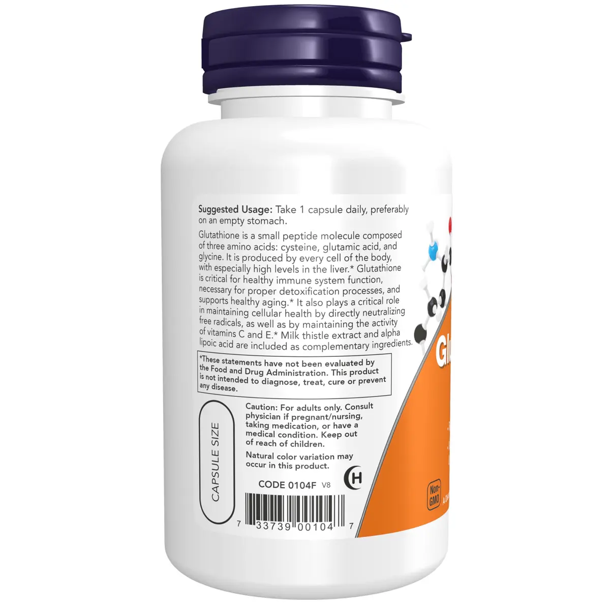 NOW Glutathione 500 mg Veg Caps 60 Count | Detoxification Support with Milk Thistle & ALA - view 3