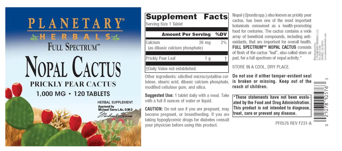 Planetary Herbals Full Spectrum Nopal Cactus 1000 mg | Supports Glucose & Electrolyte Balance - view 6